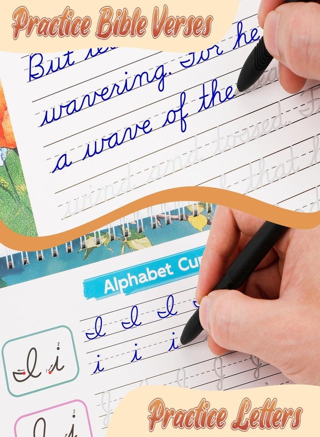 Zazopup Grooved Cursive Handwriting Workbook for Kids 5-12 & Adults,Reusable Magic Practice Books with Disappearing Ink Pens,Grooved Kids Writing Book Cursive Workbook with Words Letters Bible Verses Sentence - Image 2